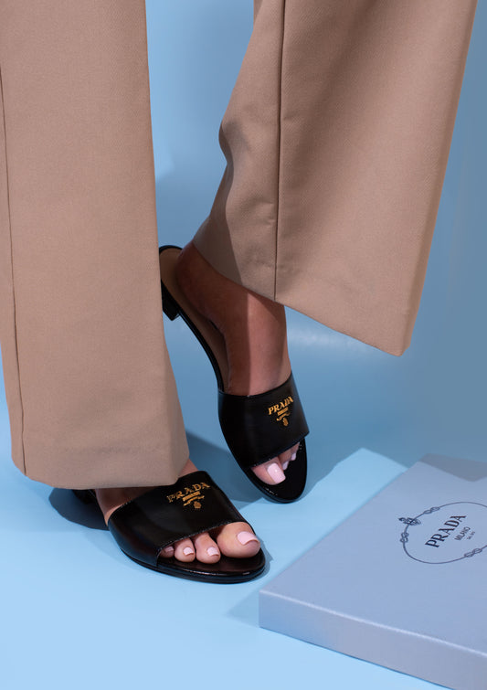 Prada - Black with Gold Sandals