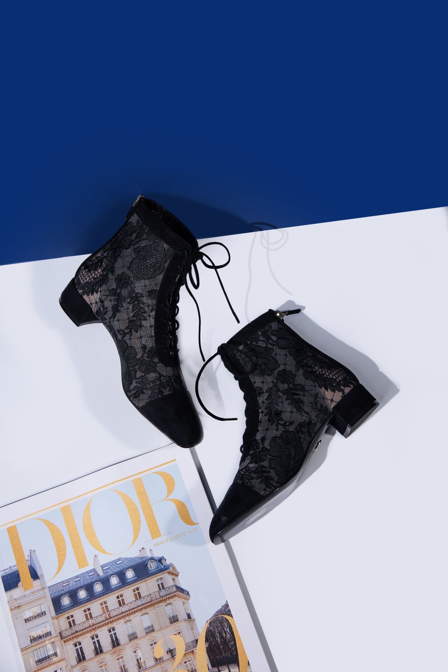 Dior Naughtily-D Roses Lace Black Low Boots