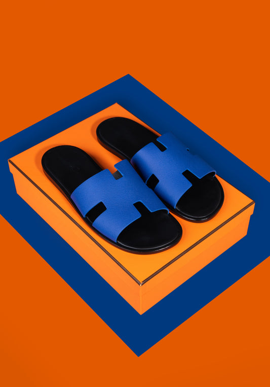 Hermès Izmir Sandals in Blue/Black