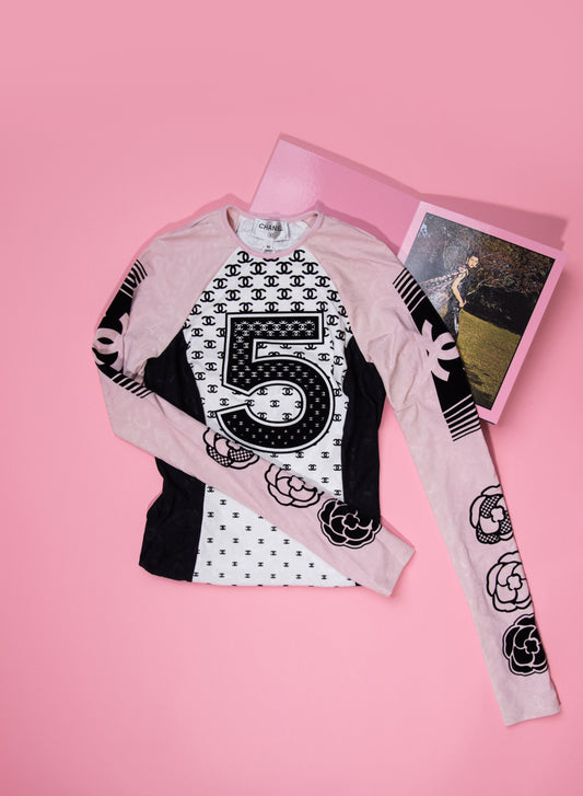 Chanel - Pink/Black/White CC Body Suit