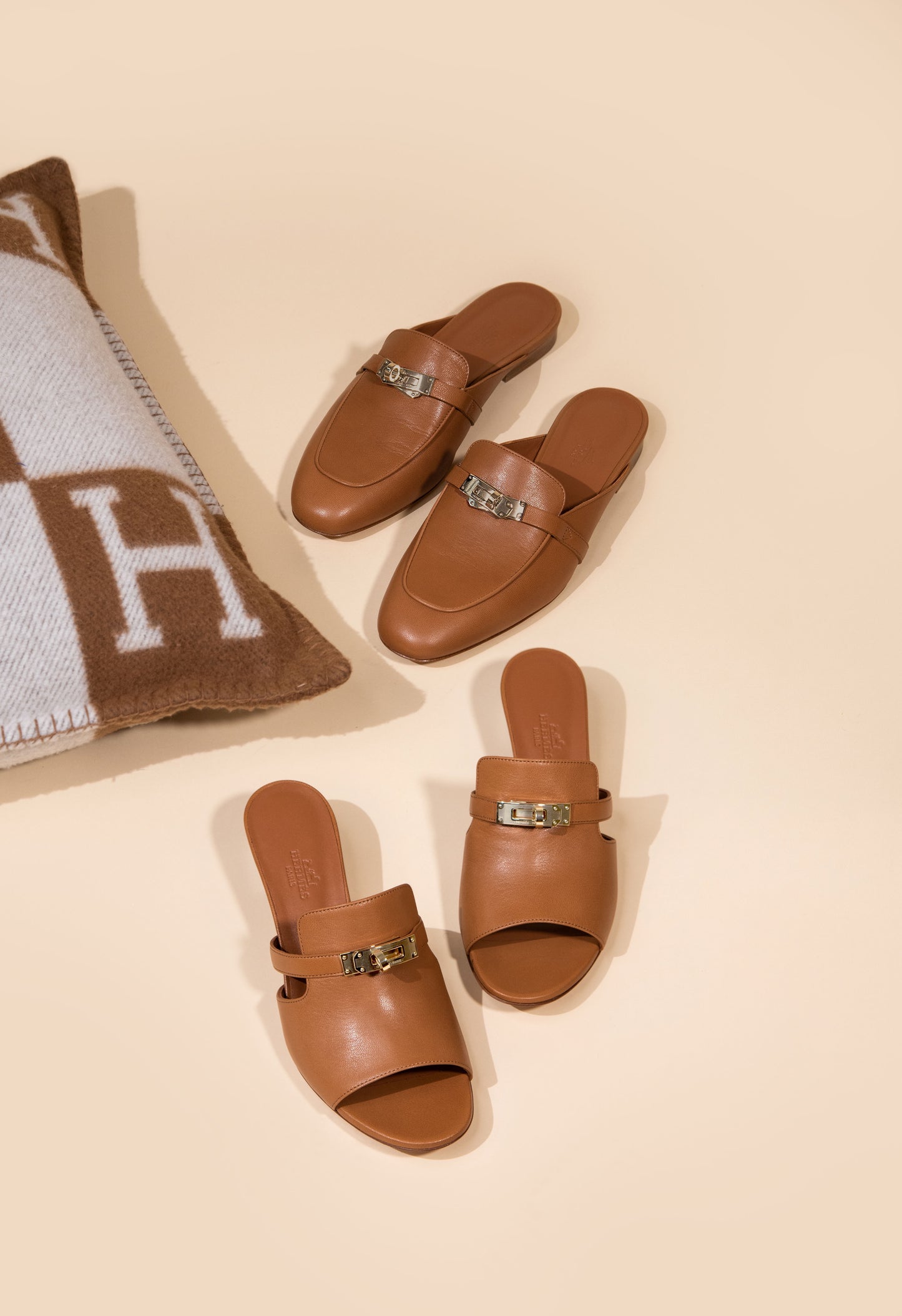 Hermès - Gold Oz Mules & Gold Candy Sandals GHW