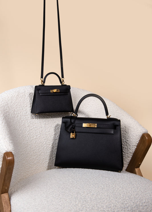 Hermès - Kelly 20 & 28 in Black Epsom GHW