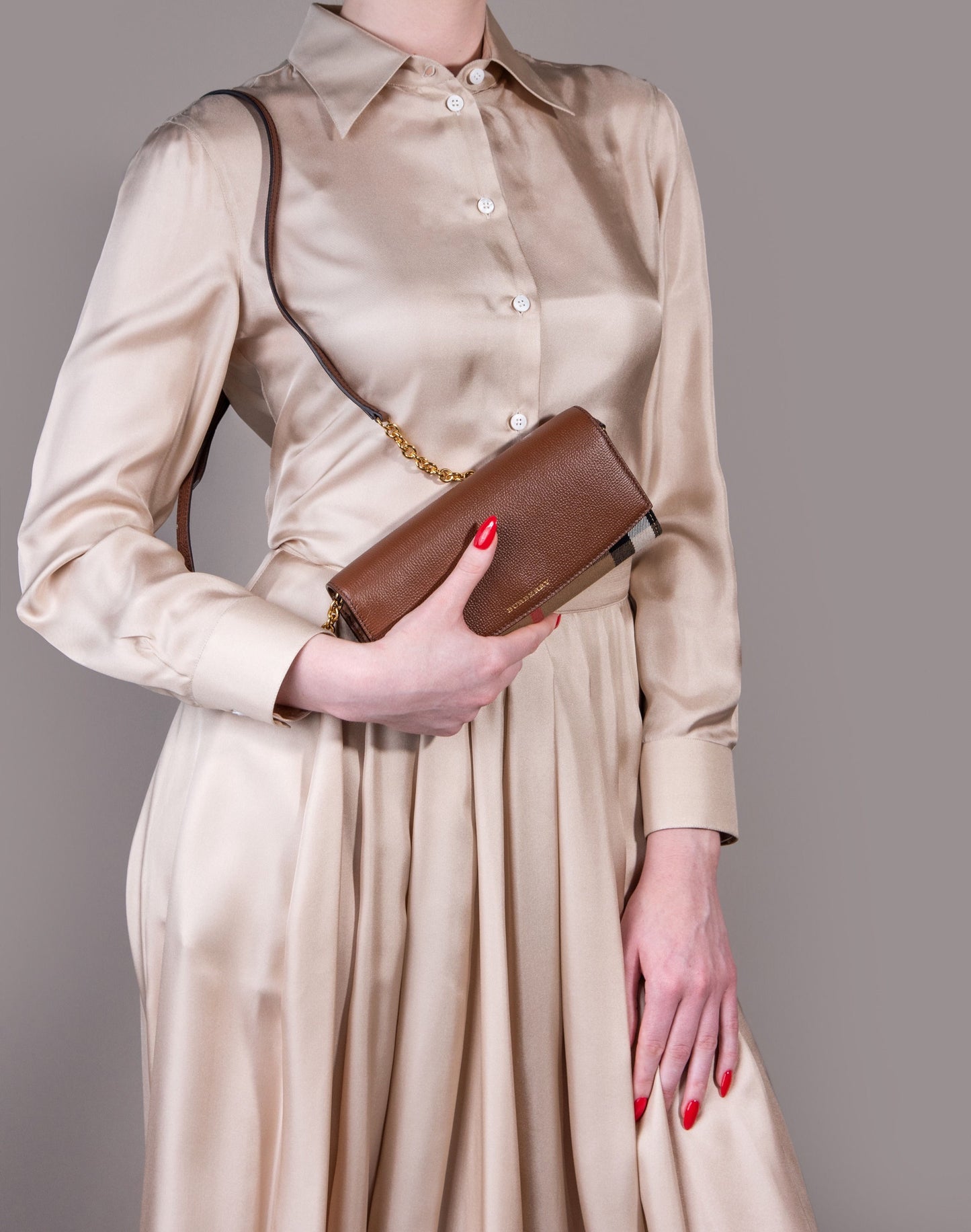 Burberry Henley Leather Clutch Wallet Shoulder Bag