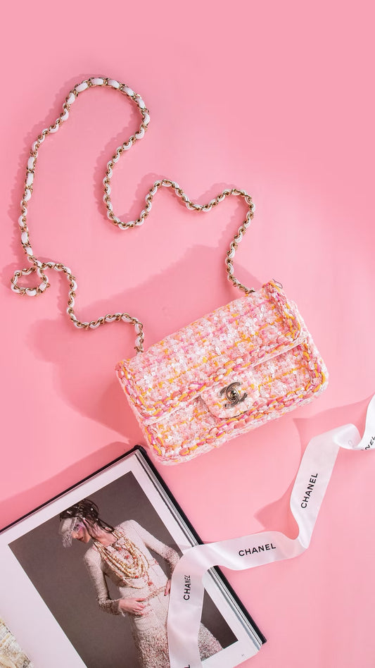 Chanel Pink Tweed and Sequin Flap Bag