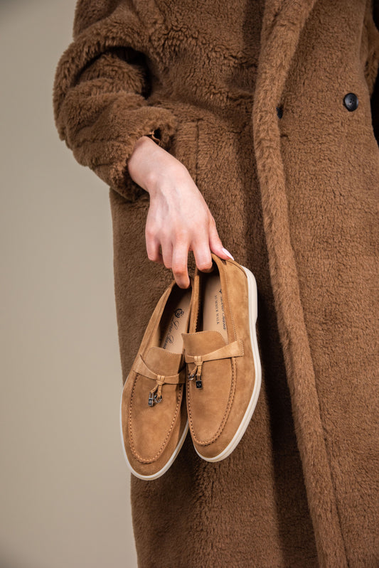 Loro Piana Summer Walk Suede Loafers in Beige