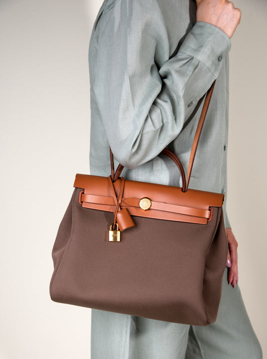 Hermès Herbag 31 in Etoupe & Naturel