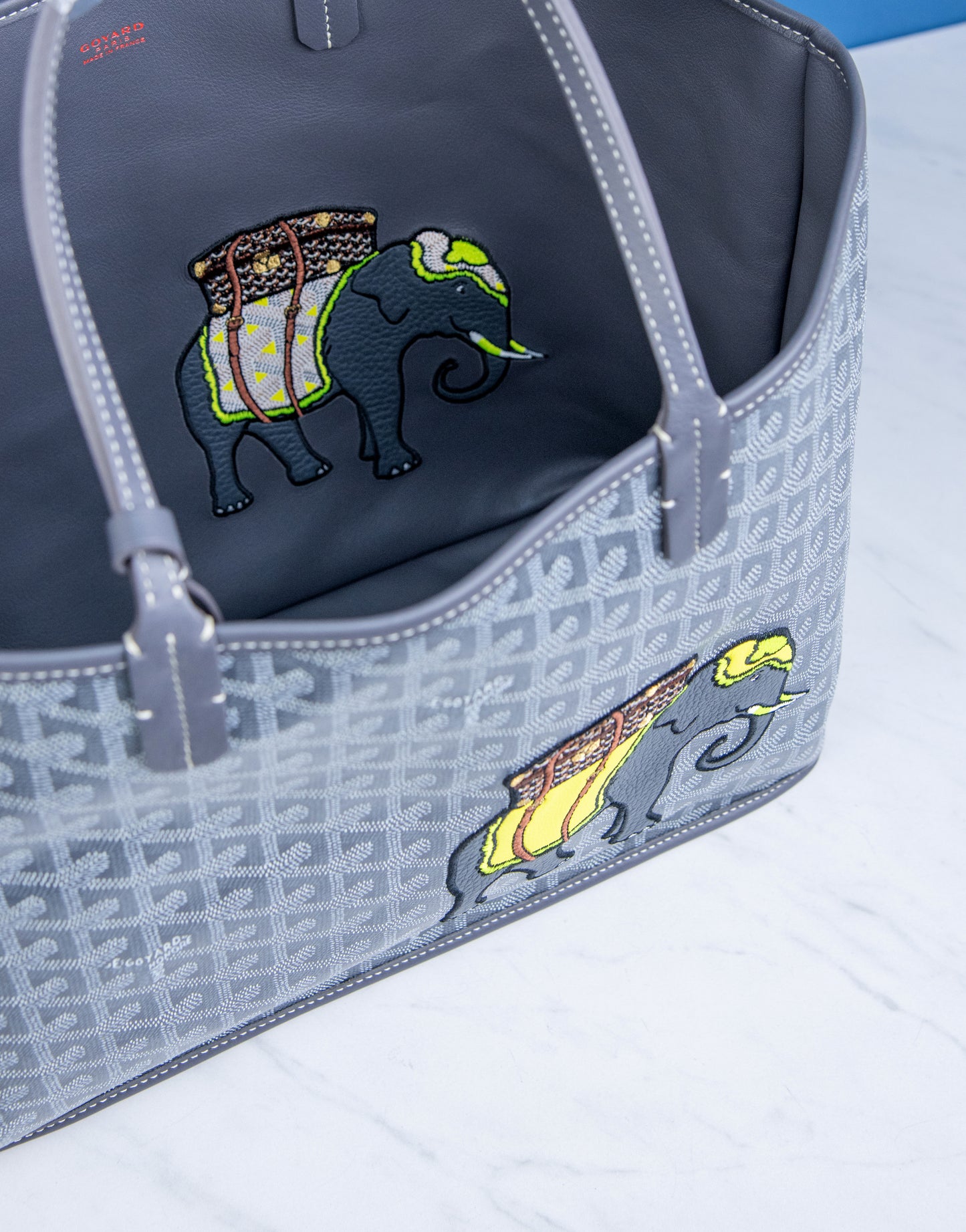 Goyard Grey PM Anjou Reversible Elephant Tote