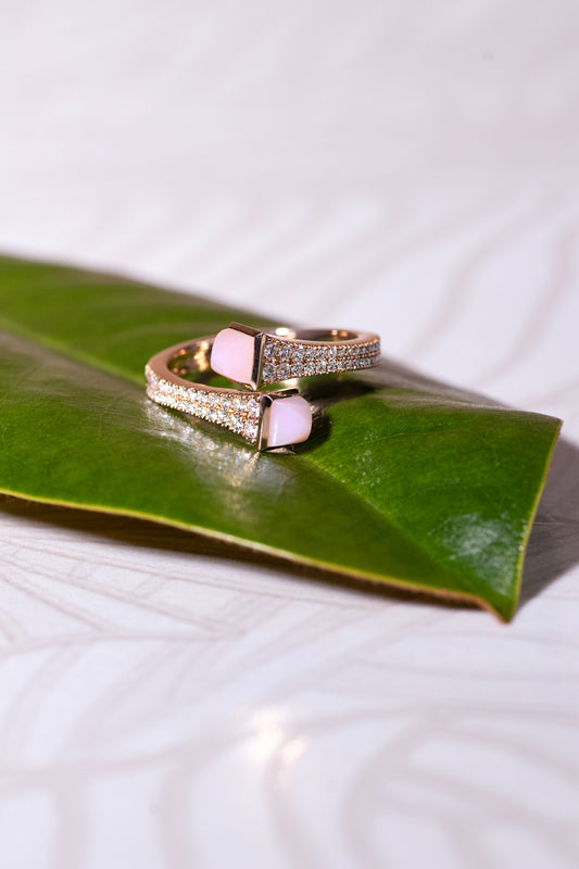 Marli Cleo Rose Gold Pink Opal Ring