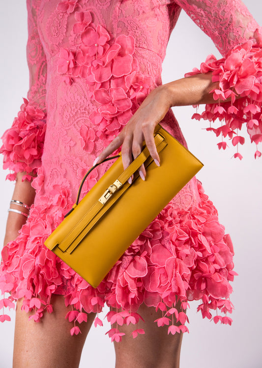 Hermès Kelly Cut in Jaune Ambre GHW