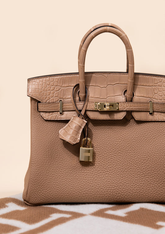 Hermès Birkin 25 Touch Alligator in Chai GHW