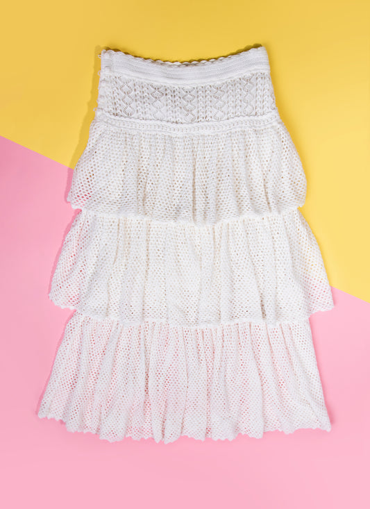 Zimmermann Jude Tiered Midi Cream Skirt