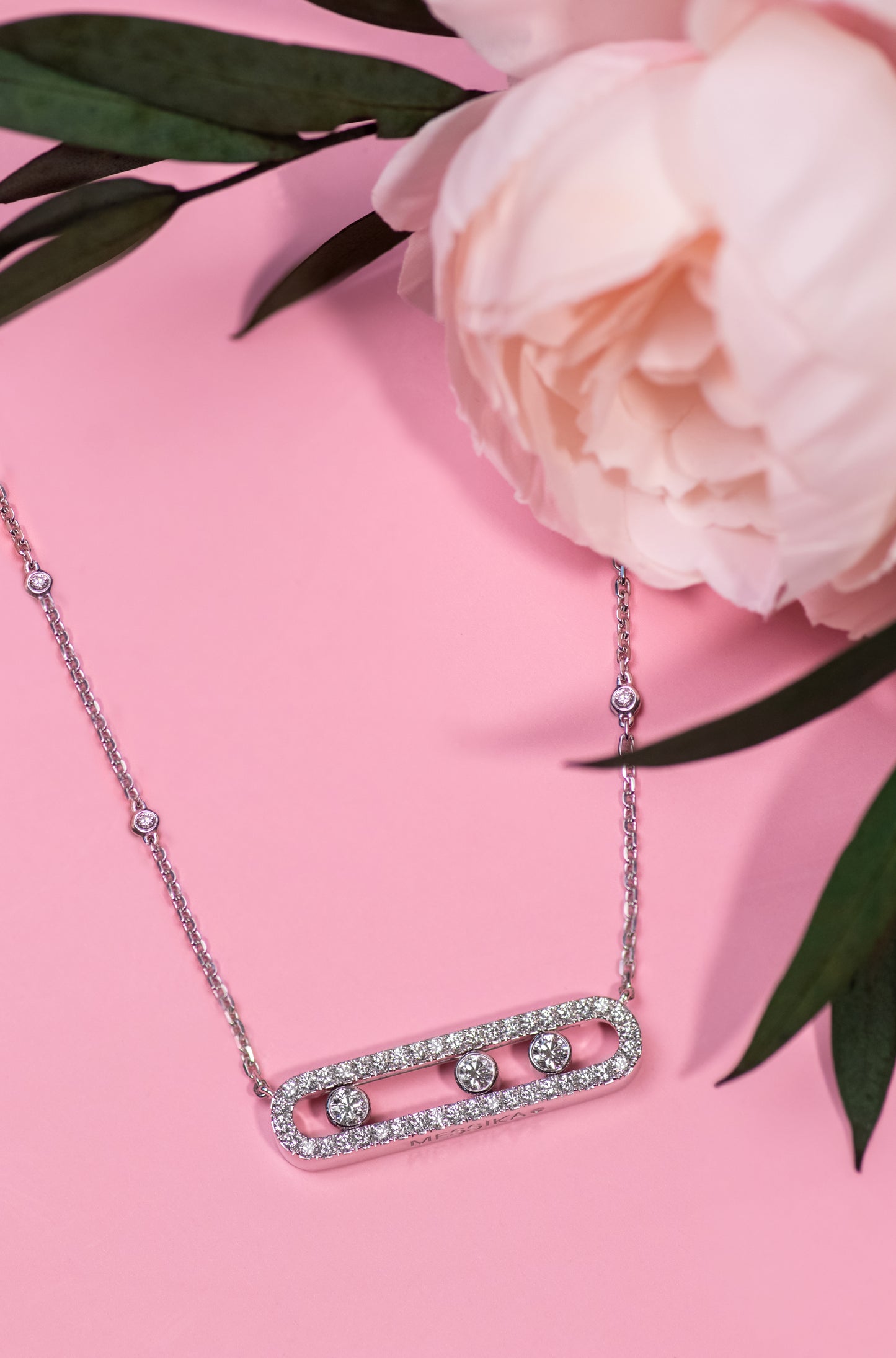 Messika Baby Move Pavé White Gold Necklace and Earrings