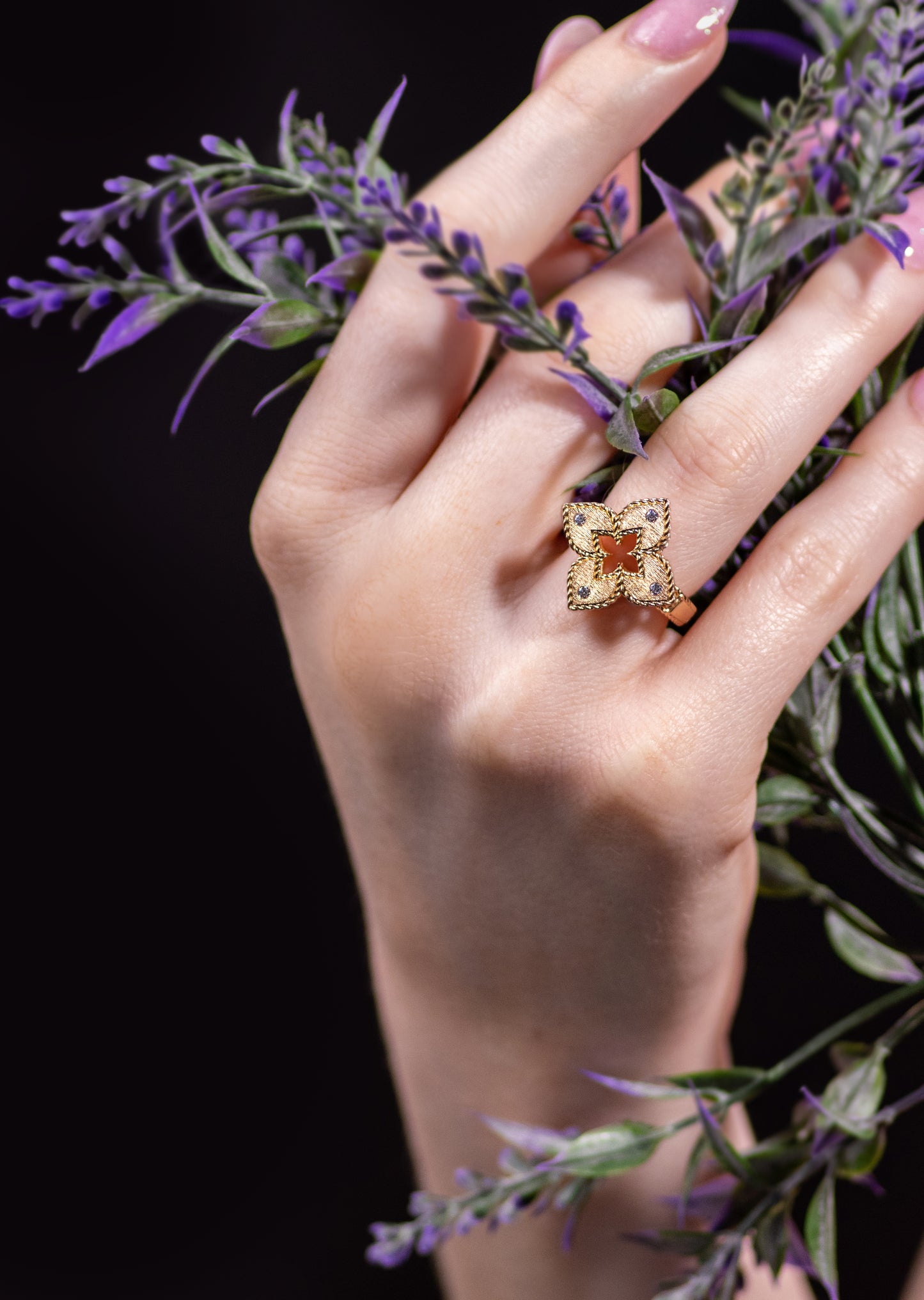 Roberto Coin Princess Flower Yellow Gold Satin Jewelry