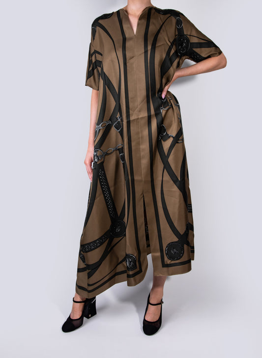 Hermès Beige/Dark Green Caftan
