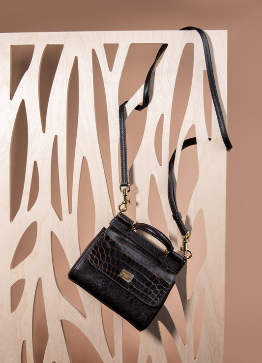 Dolce & Gabbana Crocodile Dark Brown Micro Miss Sicily Bag
