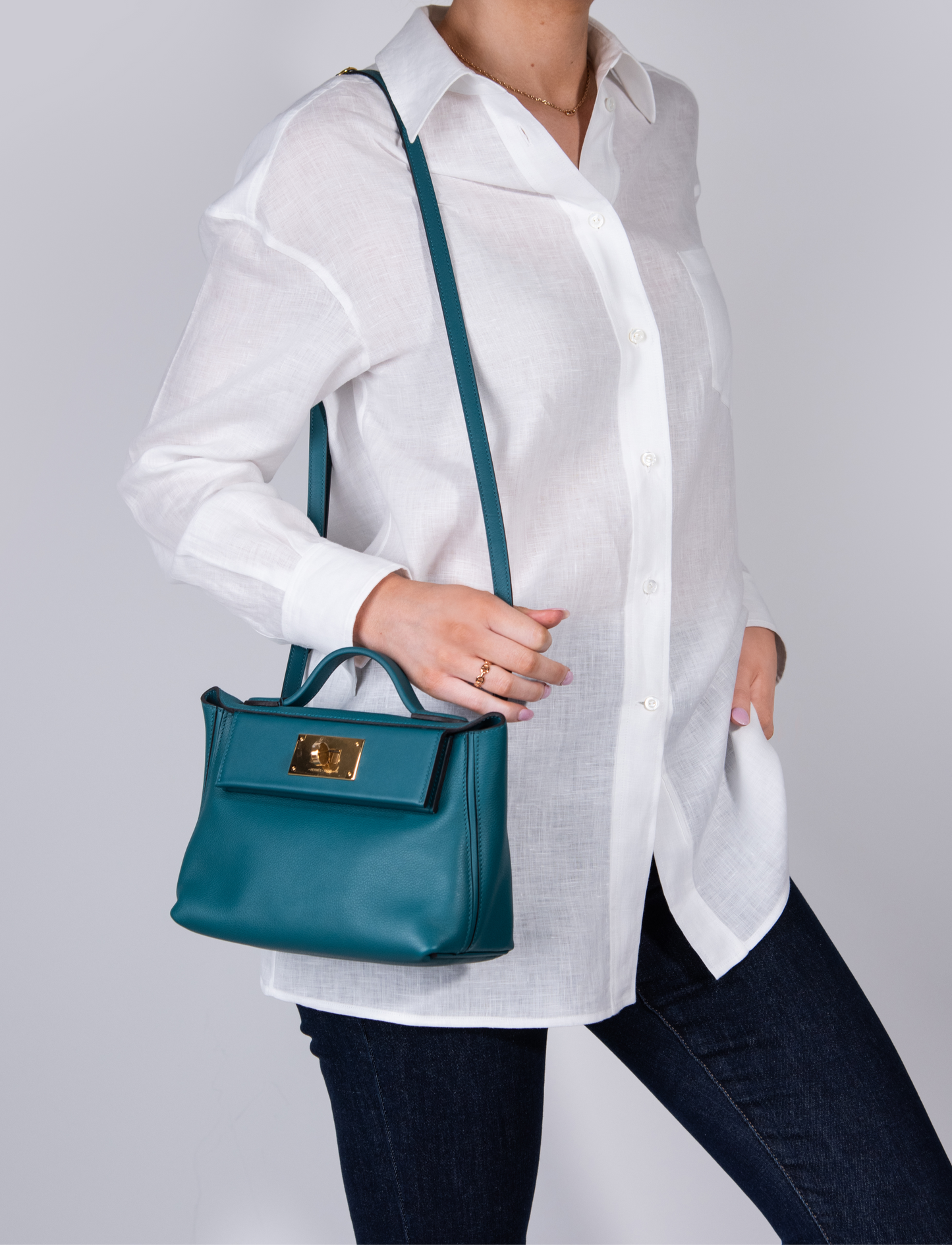 Hermès Mini 24/24 in Vert Bosphore GHW