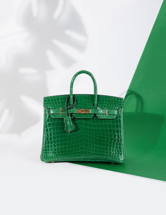 Hermès Birkin 25 Shiny Crocodile in Cactus GHW