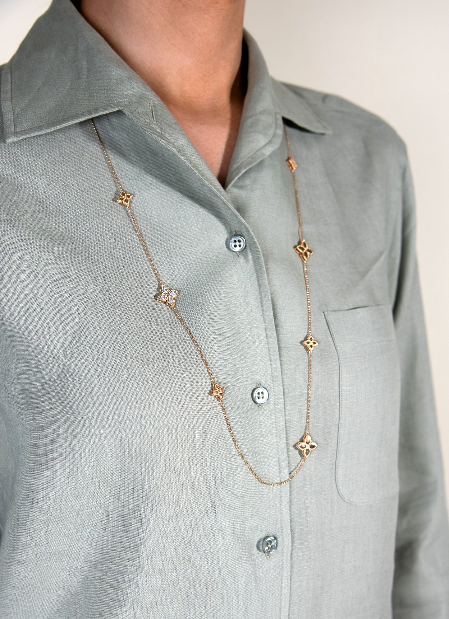 Roberto Coin Princess Flower Long Gold Necklace