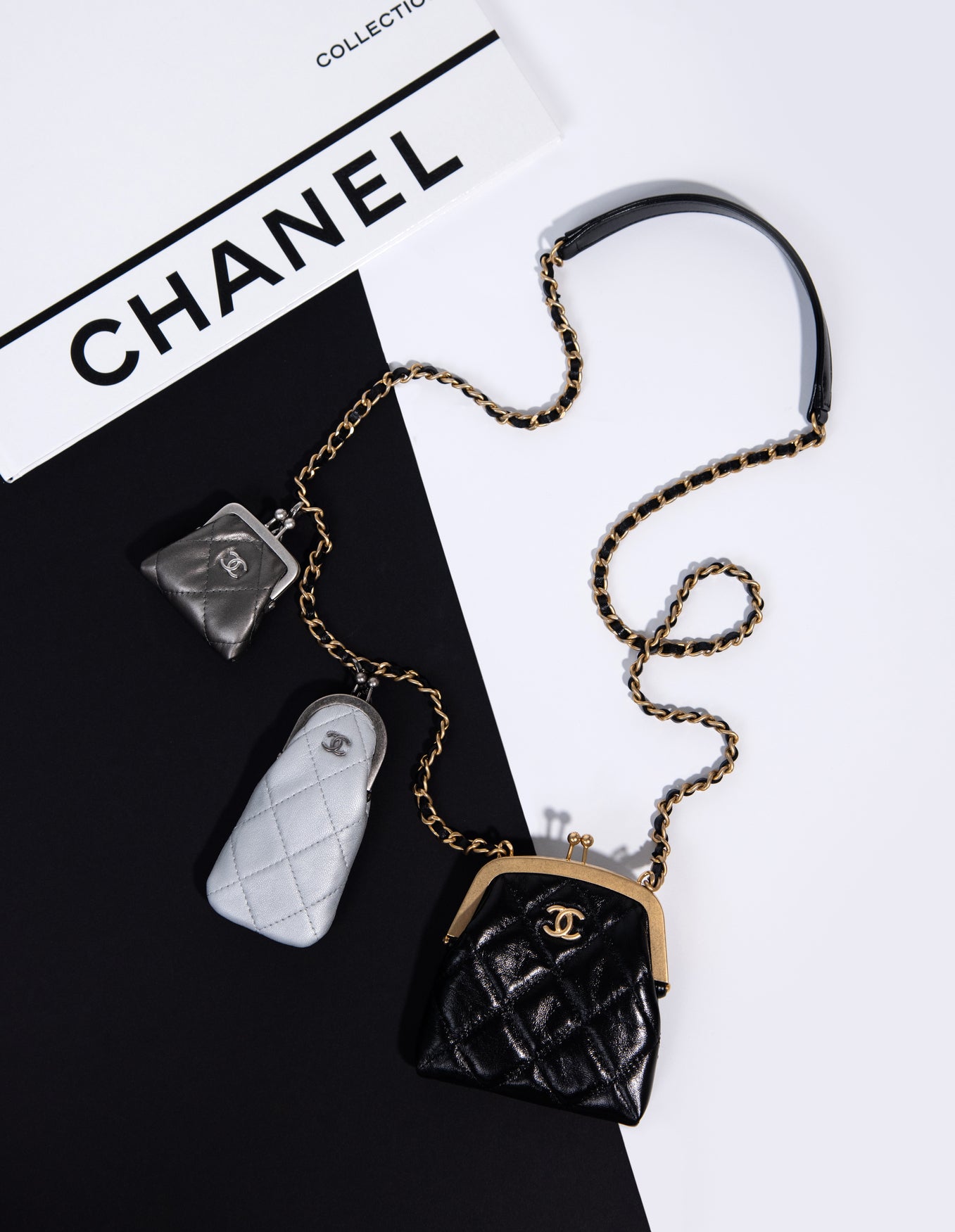 Chanel Multi Clutch with Chain in Black/Silver/Ruth