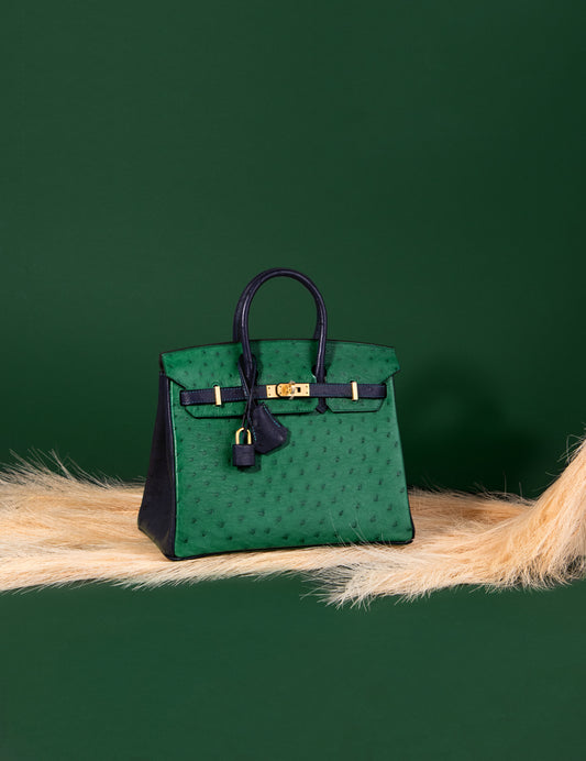 Hermès HSS Birkin 25 Ostrich Two Tone Vertigo/Blue Irish