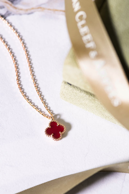 Van Cleef & Arpels Rose Gold Sweet Alhambra Carnelian Pendant