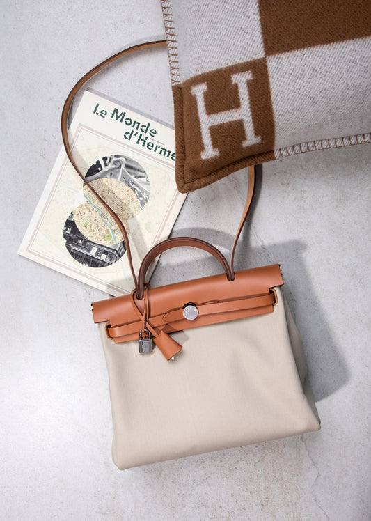 Hermès Herbag 31cm in Natural/Beton