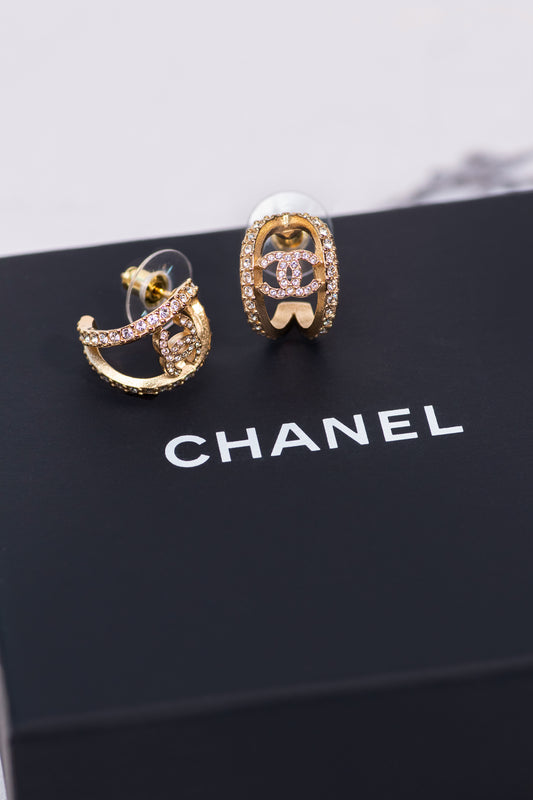 Chanel Gold CC Huggie Earrings