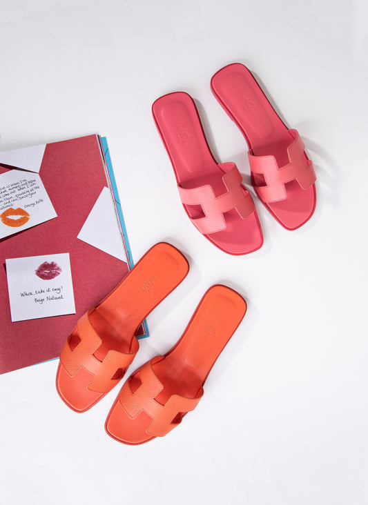 Hermès Oran Sandals in Rose & Orange