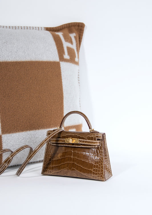 Hermès Mini Kelly 20 Shiny Crocodile in Ficelle
