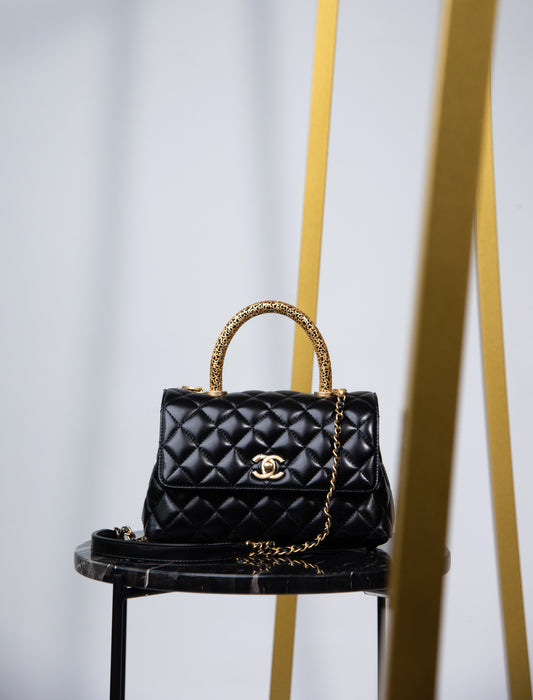 Chanel Small Coco Handle Lambskin with Metal Handle