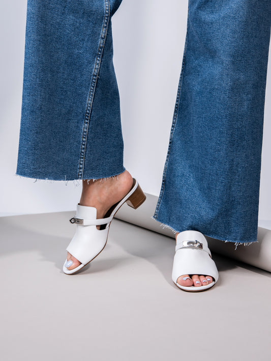 Hermès Candy Sandals in White PHW