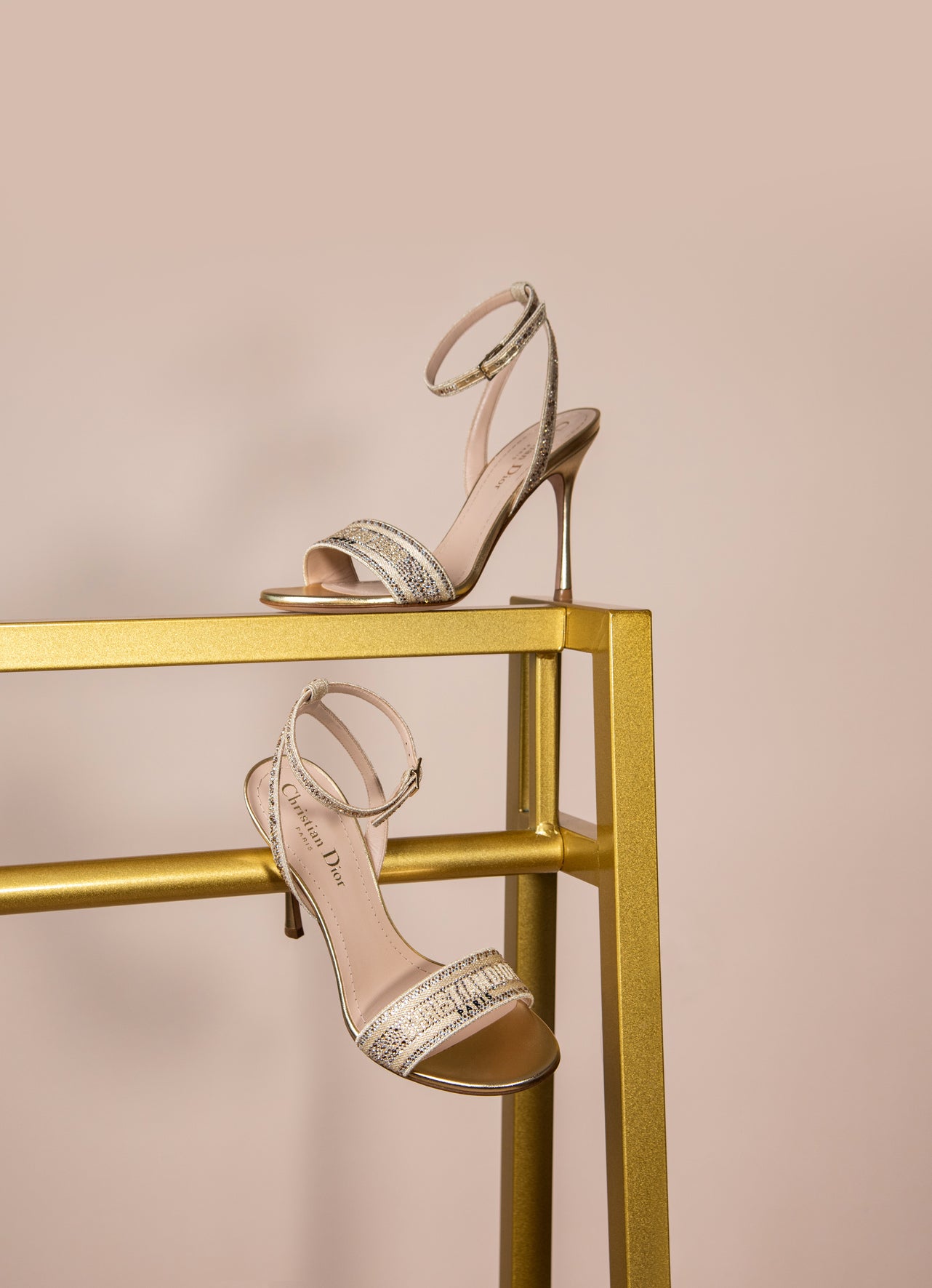 Dior Dway Heeled Sandal in Gold Tone