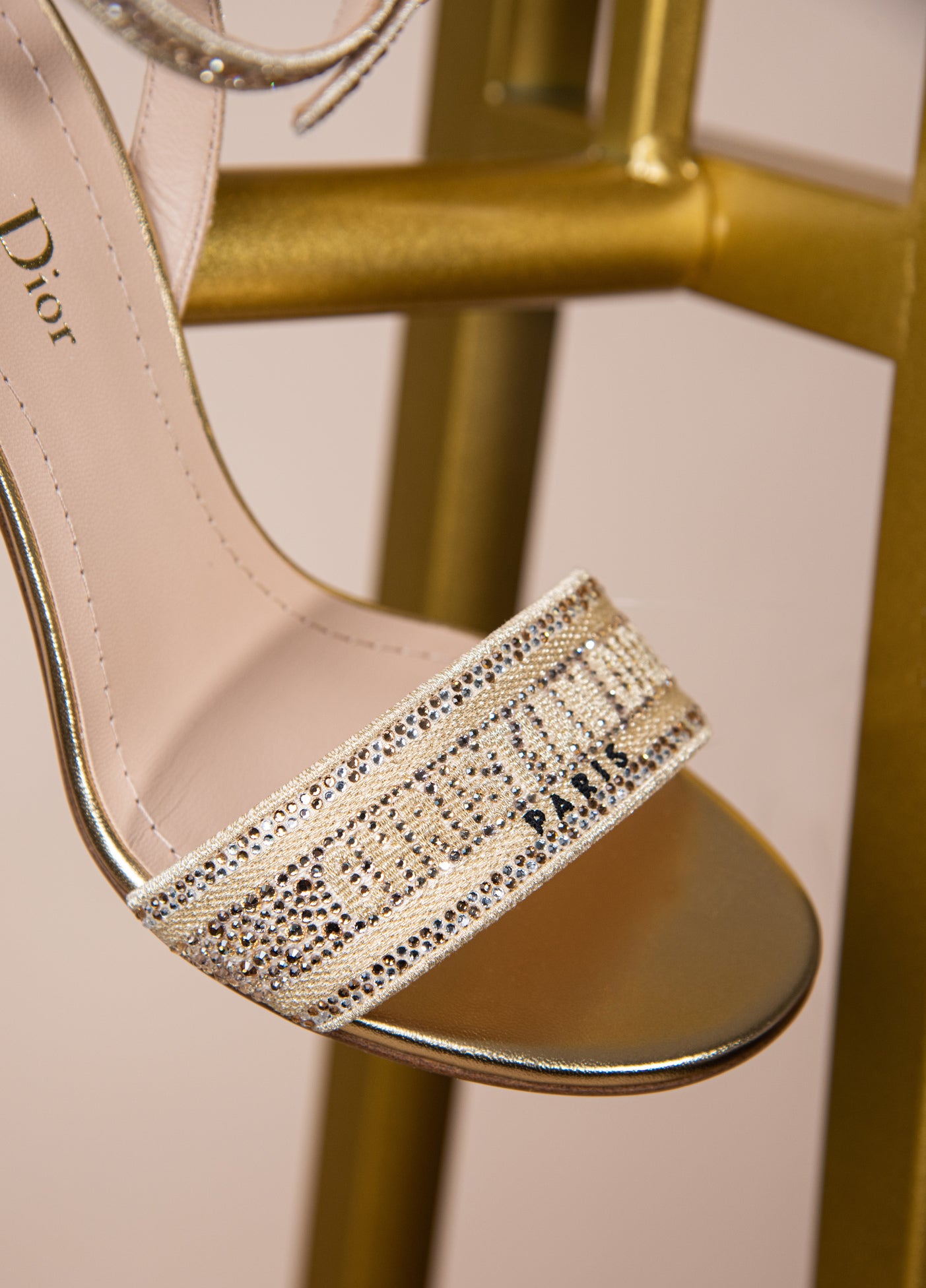 Dior Dway Heeled Sandal in Gold Tone