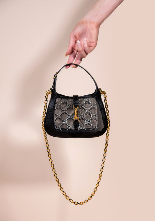 Gucci Jackie 1961 Mini Crystal GG Lizard Bag