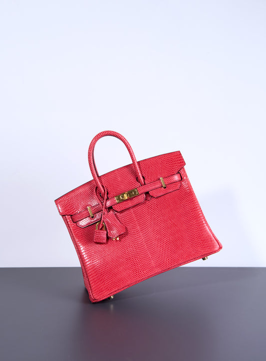 Hermès Lizard Birkin 25 in Bougainvillea GHW