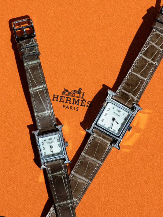 Hermès H Heure Watches with Matte Alligator Strap
