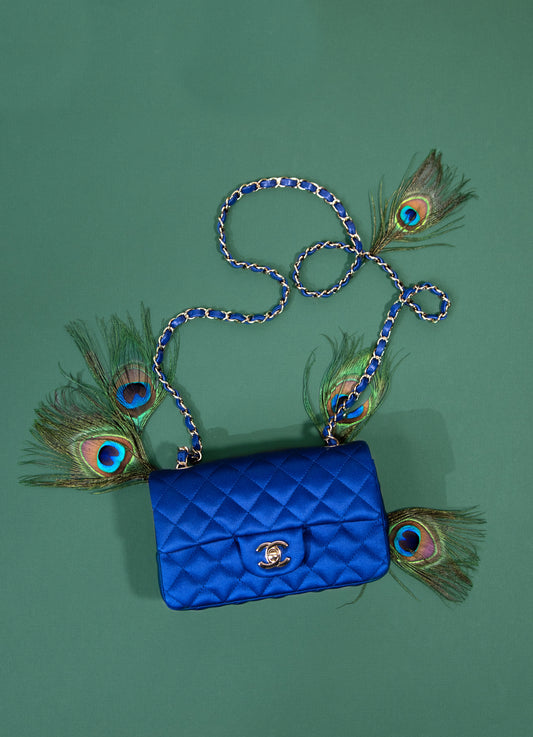 Chanel Mini Flap Bag Blue Satin