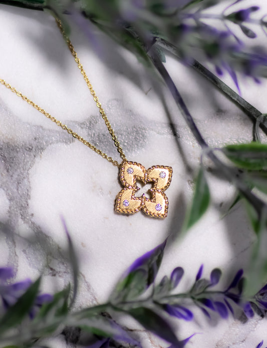 Roberto Coin Princess Flower Gold Pendant with Diamonds