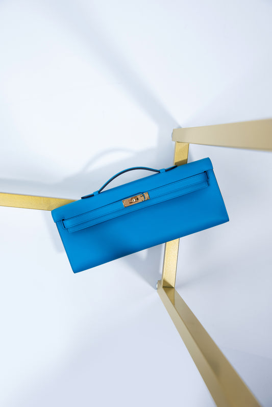 Hermès Kelly Cut in Blue Frida GHW