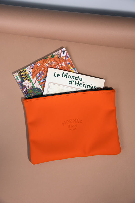 Hermès Orange Bain Pouch