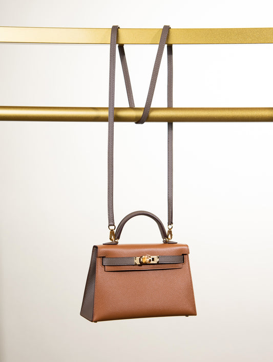 Hermès Mini Kelly 20 Epsom Gold & Etoupe GHW