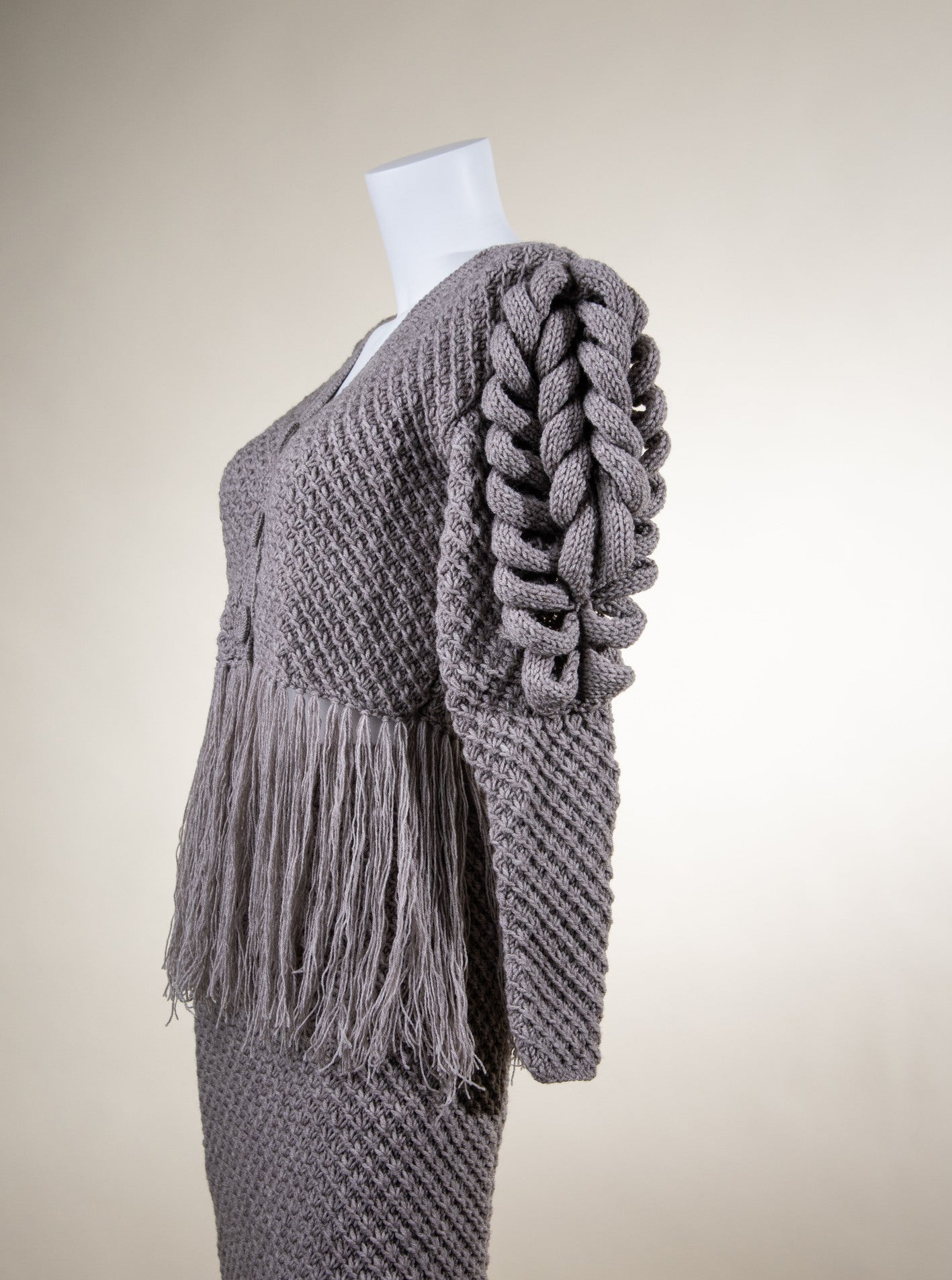 Liya Cream Cardigan & Skirt with Fringes