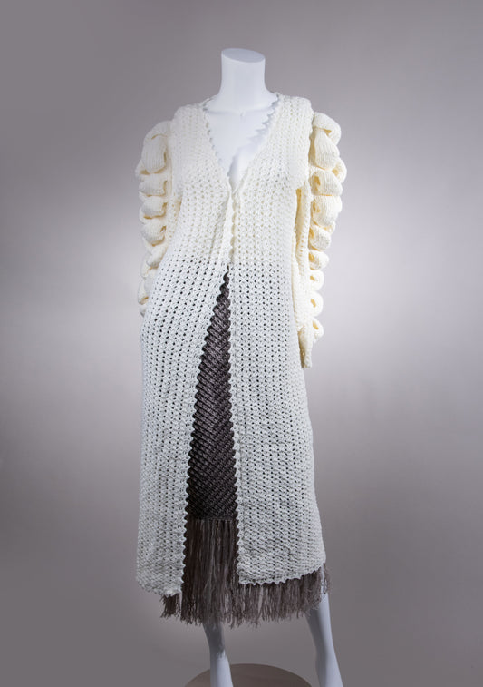 Liya White Knitted Resort Cardigan