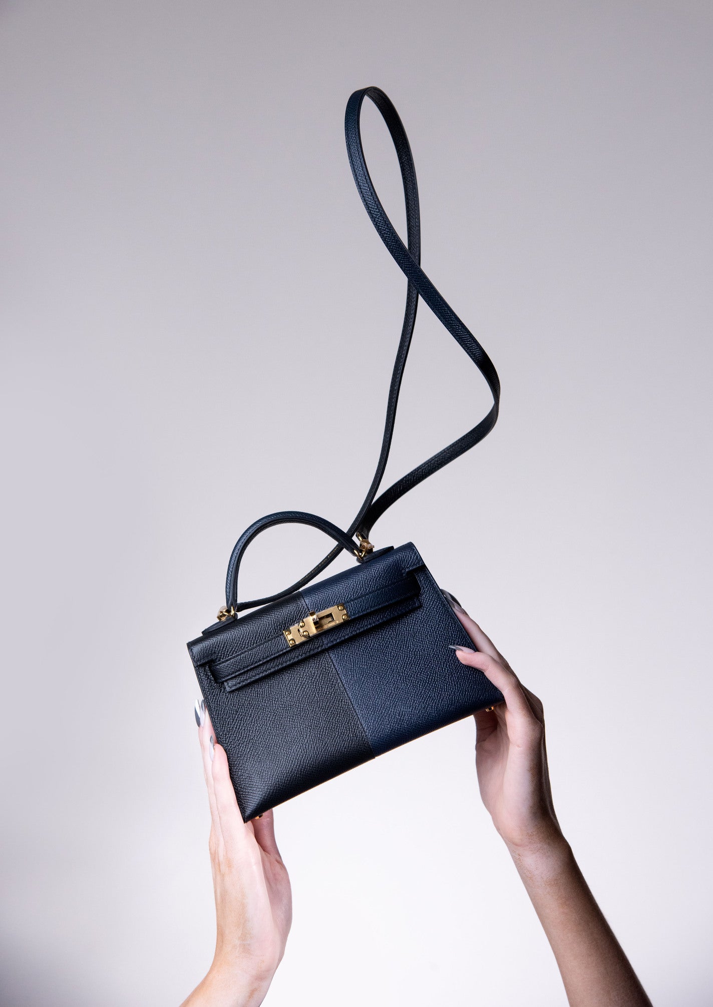 Hermès Mini Kelly 20 Blue Indigo/Noir/Rouge Epsom Casaque GHW