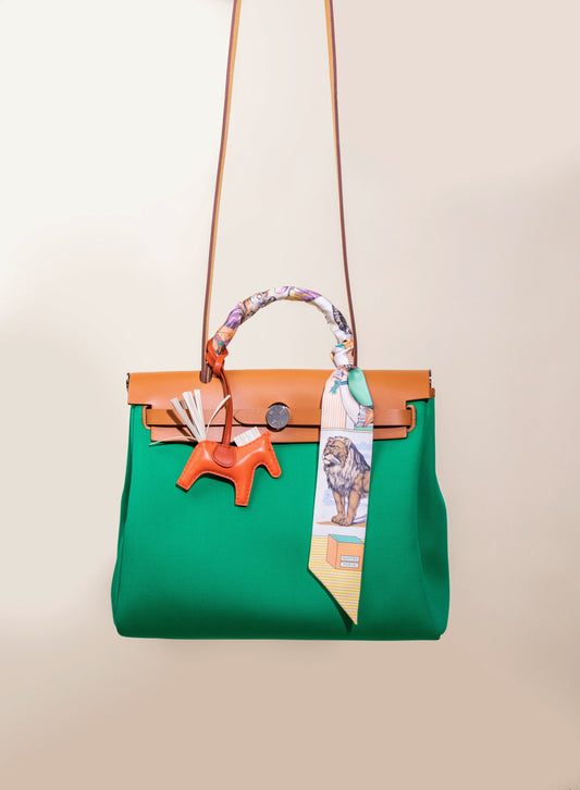 Hermès Herbag 31 Menthe/Fauve