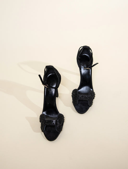 Hermès Premiere Crystal Sandals in Black