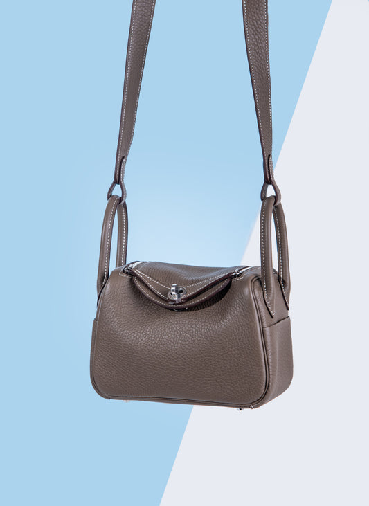 Hermès Mini Lindy 20 in Etoupe PHW