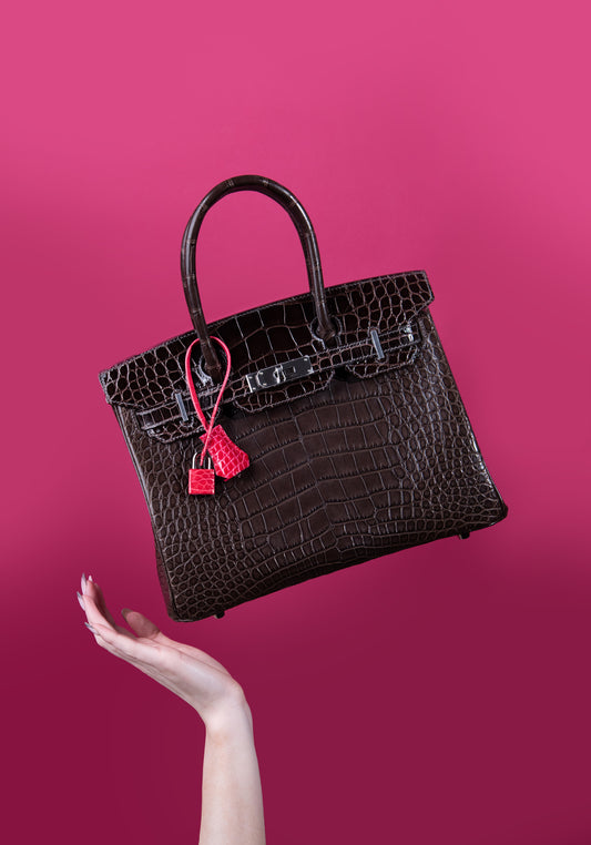 Hermès Limited Edition Alligator Birkin 30 Macassar/Ebene/Rose Extreme