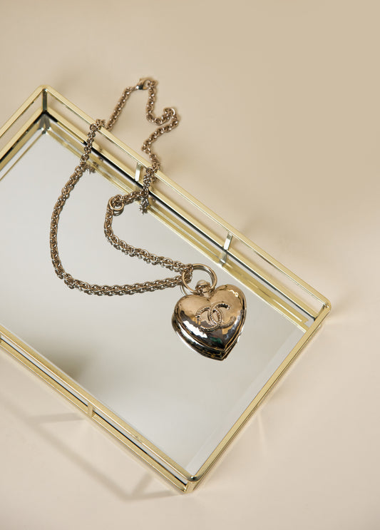 Chanel CC Heart Chain Gold Necklace