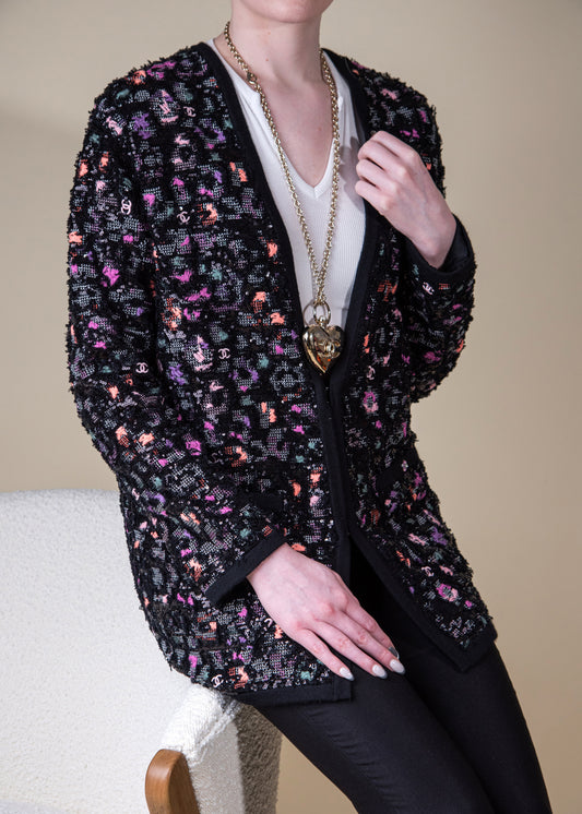 Chanel Multi-Colored Cardigan Tweed and Sequence